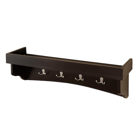 Alaterre Furniture Shaker Cottage Coat Hooks with Tray Shelf, Chocolate ASCA09CL